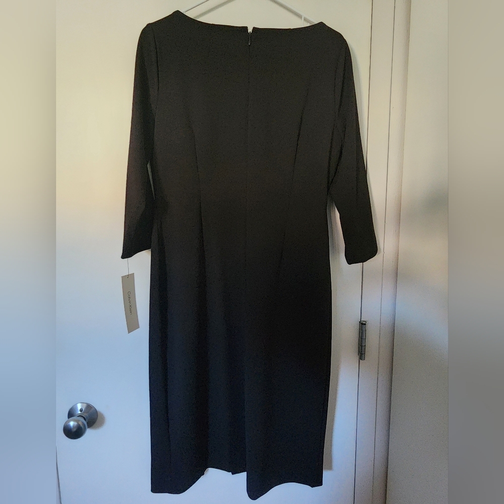 NWT Calvin Klein Black Dress w/ 3/4 sleeves - Picture 2 of 6
